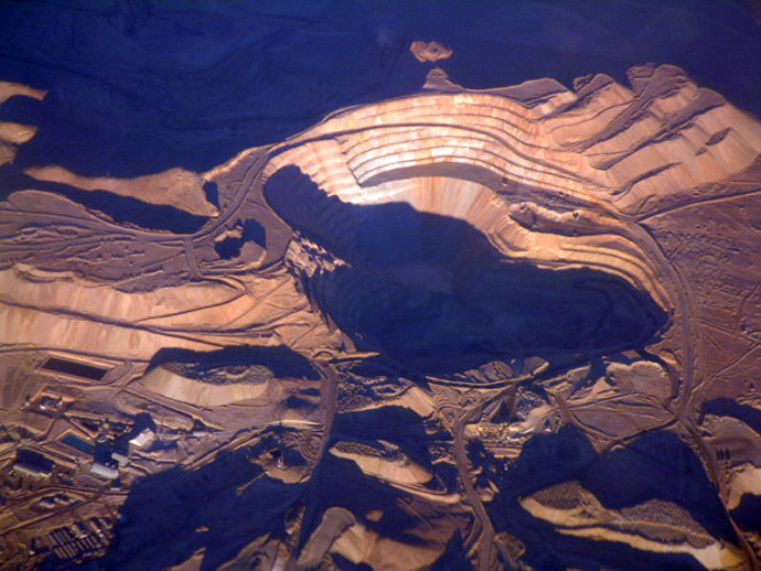 Chuquicamata copper mine, Chile-Aerial view of Chuquicamata copper mine