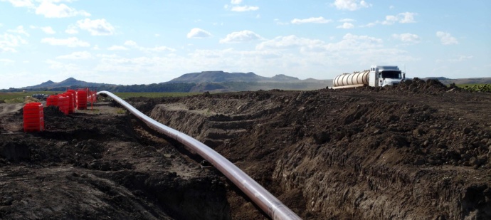 The Sacagawea Pipeline is pictured under construction on Saturday, Aug. 27, 2016, in Mountrail County, N.D., near Lake Sakakawea. Amy Dalrymple/Forum News Service