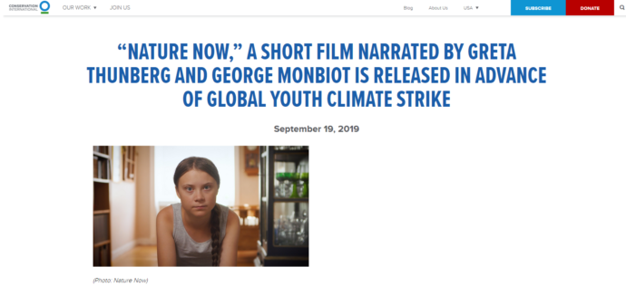 September 19, 2019: Conservation International Website