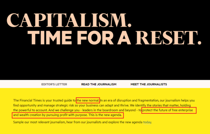 September 16, 2019, The Financial Times, "Protect the future of free enterprise and wealth creation by pursuing profit with purpose. This is the new agenda." 