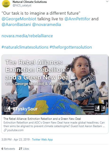 April 23, 2019, Natural Capital Solutions promoting "The Forgotten Solution"