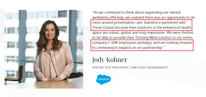 Salesforce partnership with Thrive Global.